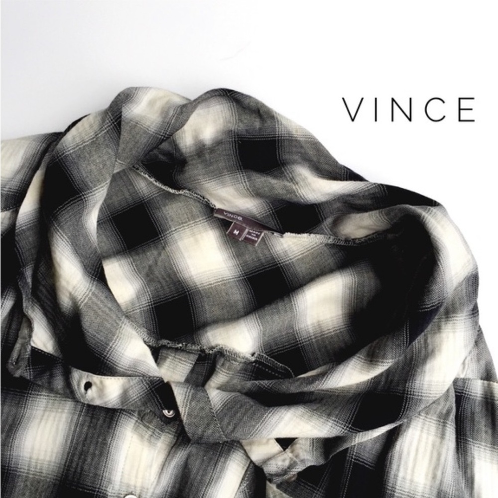 Vince Black and Gray Plaid Tunic Shirt - Picture 14 of 16